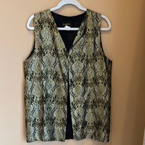Vintage Mary McFadden Gold and Black Brocade Vest Vintage Medium